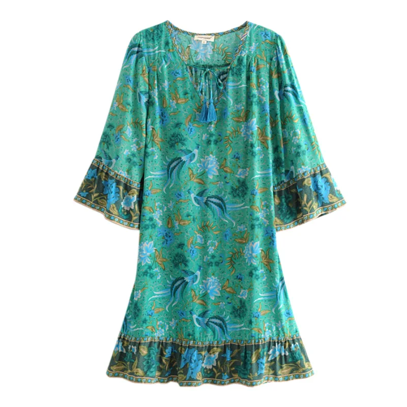 Женские винтажные платья до колена с v-образным вырезом и кружевным принтом в