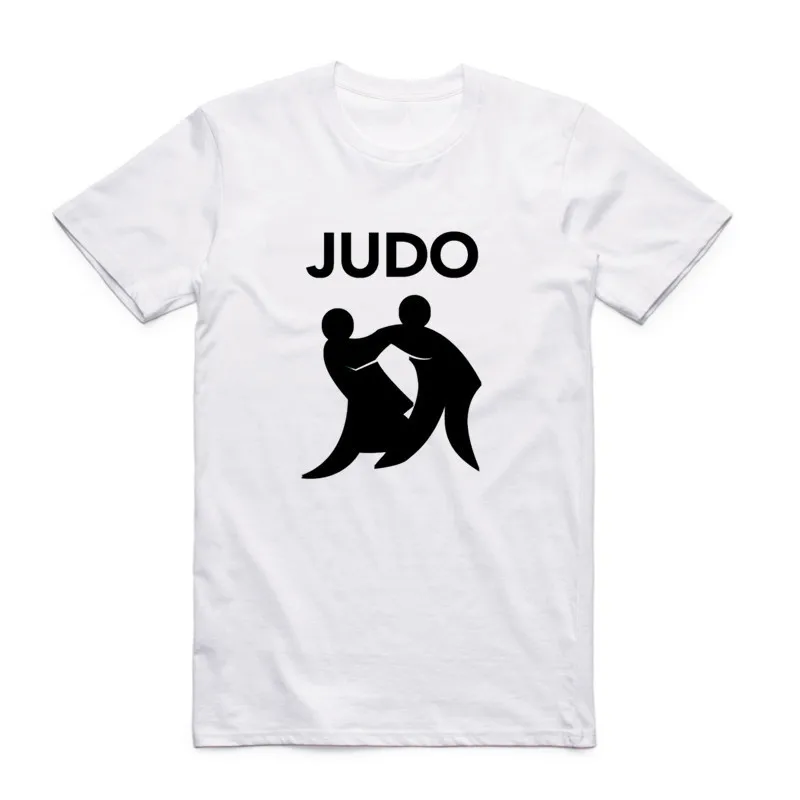 Мужская футболка с принтом Judo белая Повседневная круглым вырезом и короткими