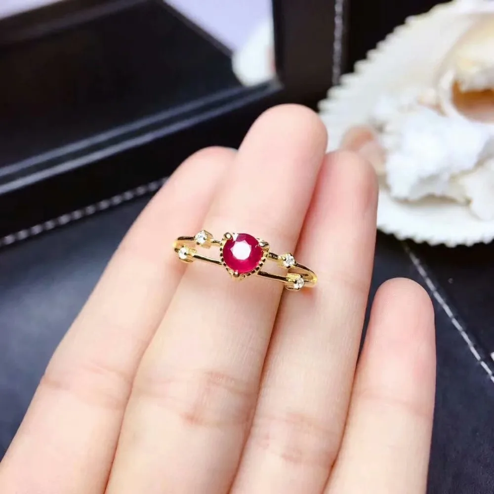 Shilovem натуральный сжигание голубя крови кольца из рубинового драгоценного камня для женщин Настоящее 925 пробы серебро подарок модный mj0505880agh