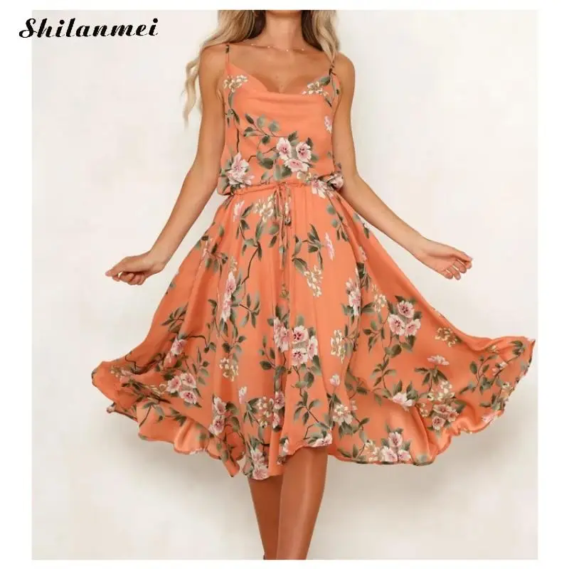

Floral Print Sling Long Dress Women 2019 Fashion Sexy Spaghetti Strap Sleeveless Women Dress Casual Loose Party Beach Slip Dress