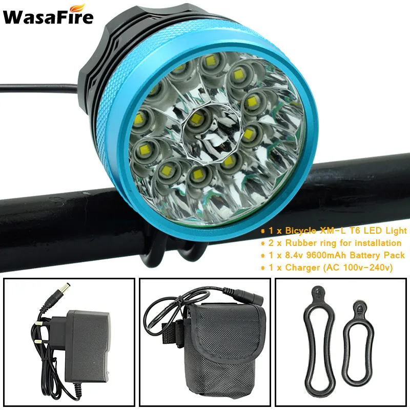 WasaFire 20000lm 12 * XML T6 светодиодный велосипедный передний светильник флэш