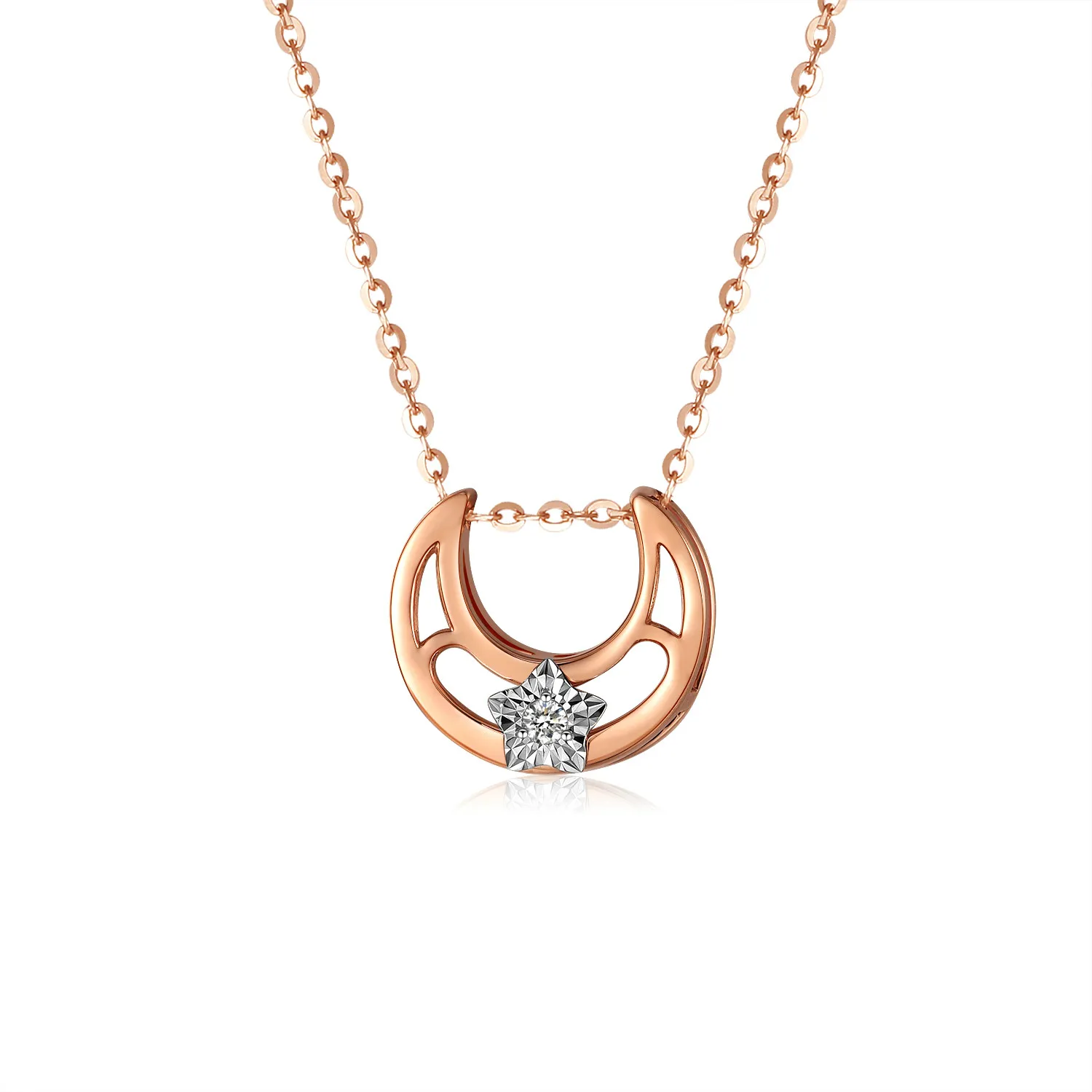 QYI 18 K розовое Золотое колье с алмазом женщина кулон женский из натуральной
