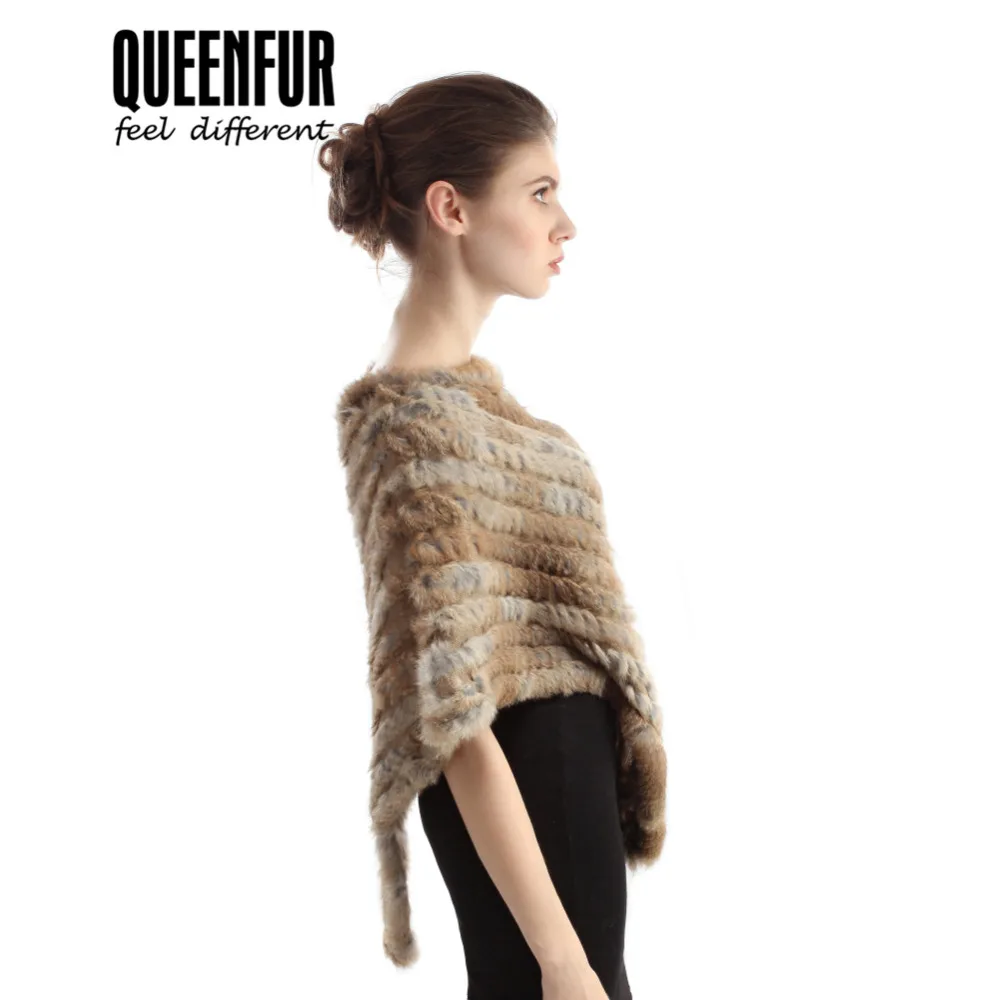 Hot Sale 2017 New Real Knitted Rabbit Fur Shawl Women Genuine Poncho Warm Cappa | Аксессуары для одежды
