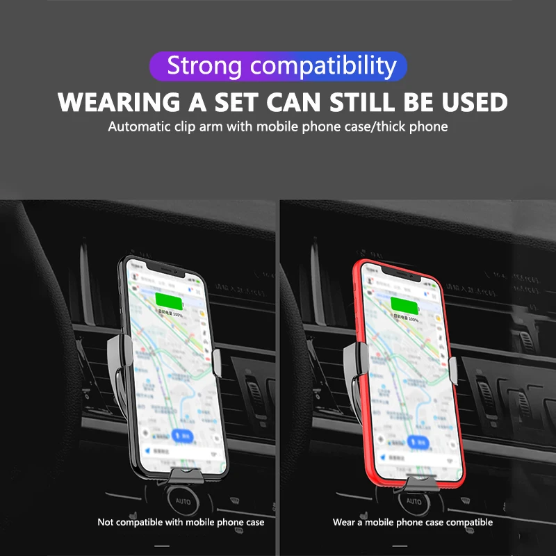 Беспроводное Автомобильное быстрое зарядное устройство Qi для iPhone X, samsung, S10, Гравитационный кронштейн, крепление на вентиляционное отверстие, Беспроводная зарядка, автомобильный держатель для телефона