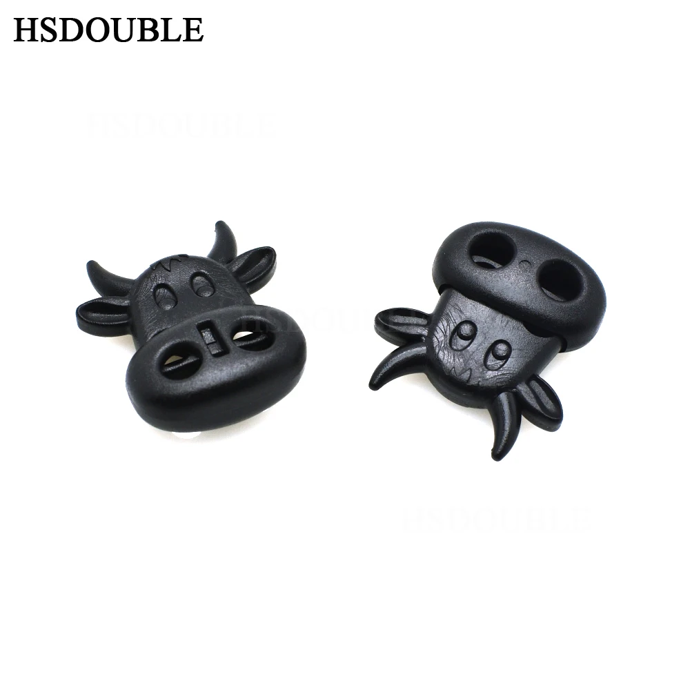 HSDOUBLE замок шнура тумблер стопор Пластиковый черный быка коровы Размер головки: 28