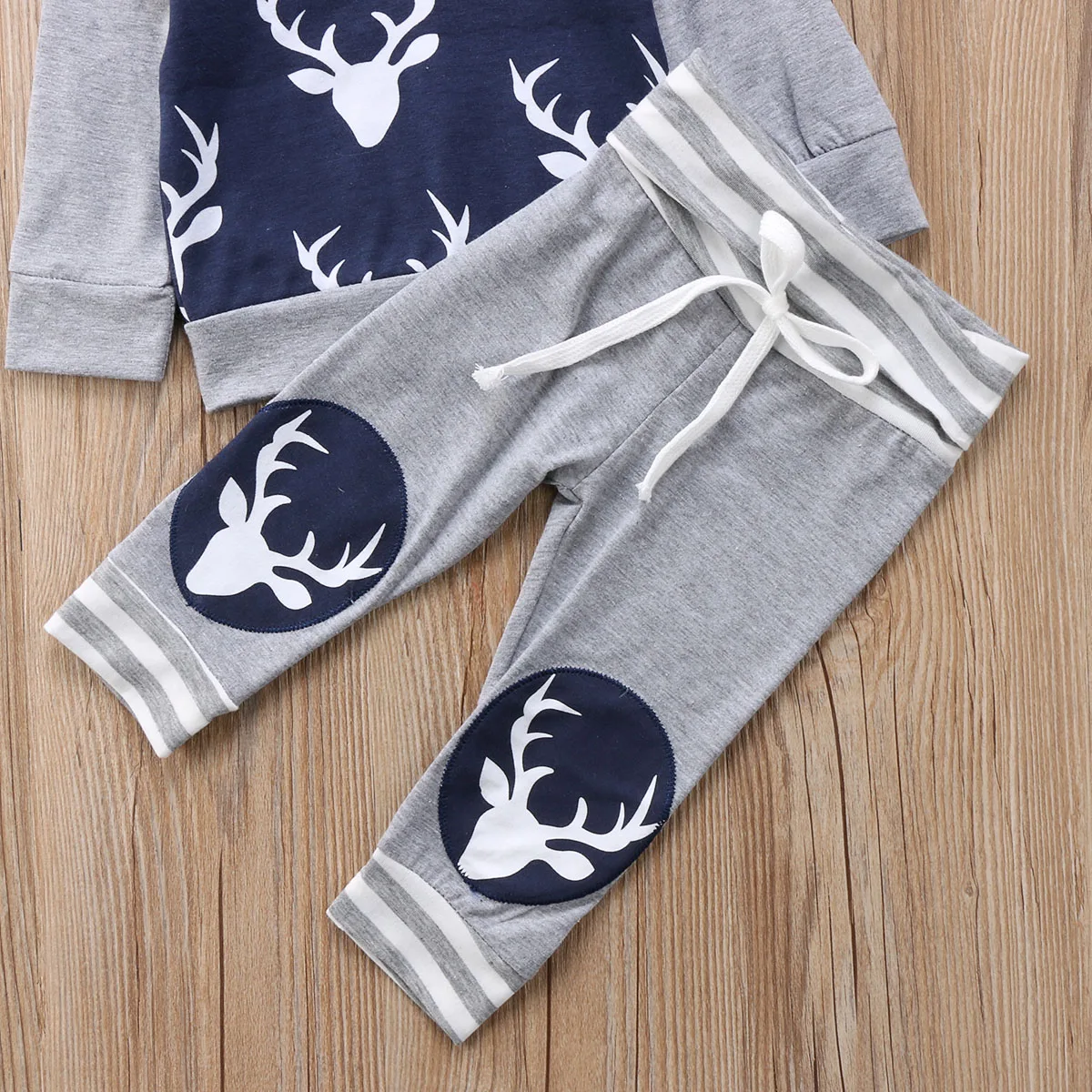 PUDCOCO Baby Christmas Hooded Top Pants 2pcs Casual Boys Deer Long Sleeve Tops Outfits Set Clothes New |