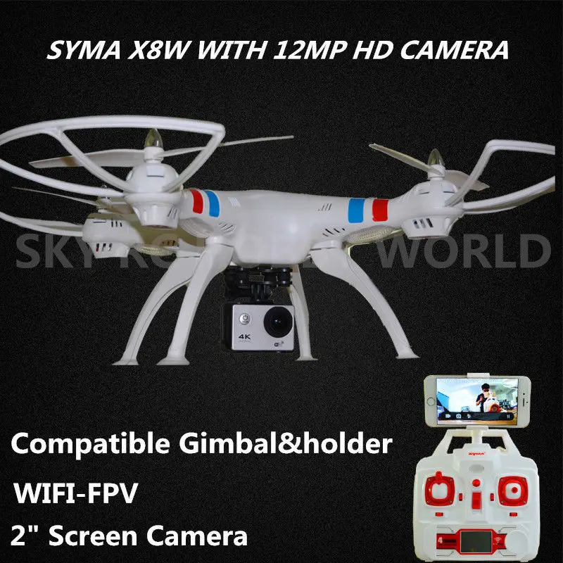 SYMA X8W 2 4G 4CH RC Квадрокоптер Дрон с 1080P 12MP HD камерой Gimbal и держателем камеры лучше чем