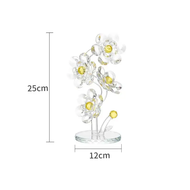 Изысканный Хрустальный Подсолнух статуэтки и миниатюрный стеклянный цветок пресс-папье неувядающий букет скульптура орнамент Свадебный декор