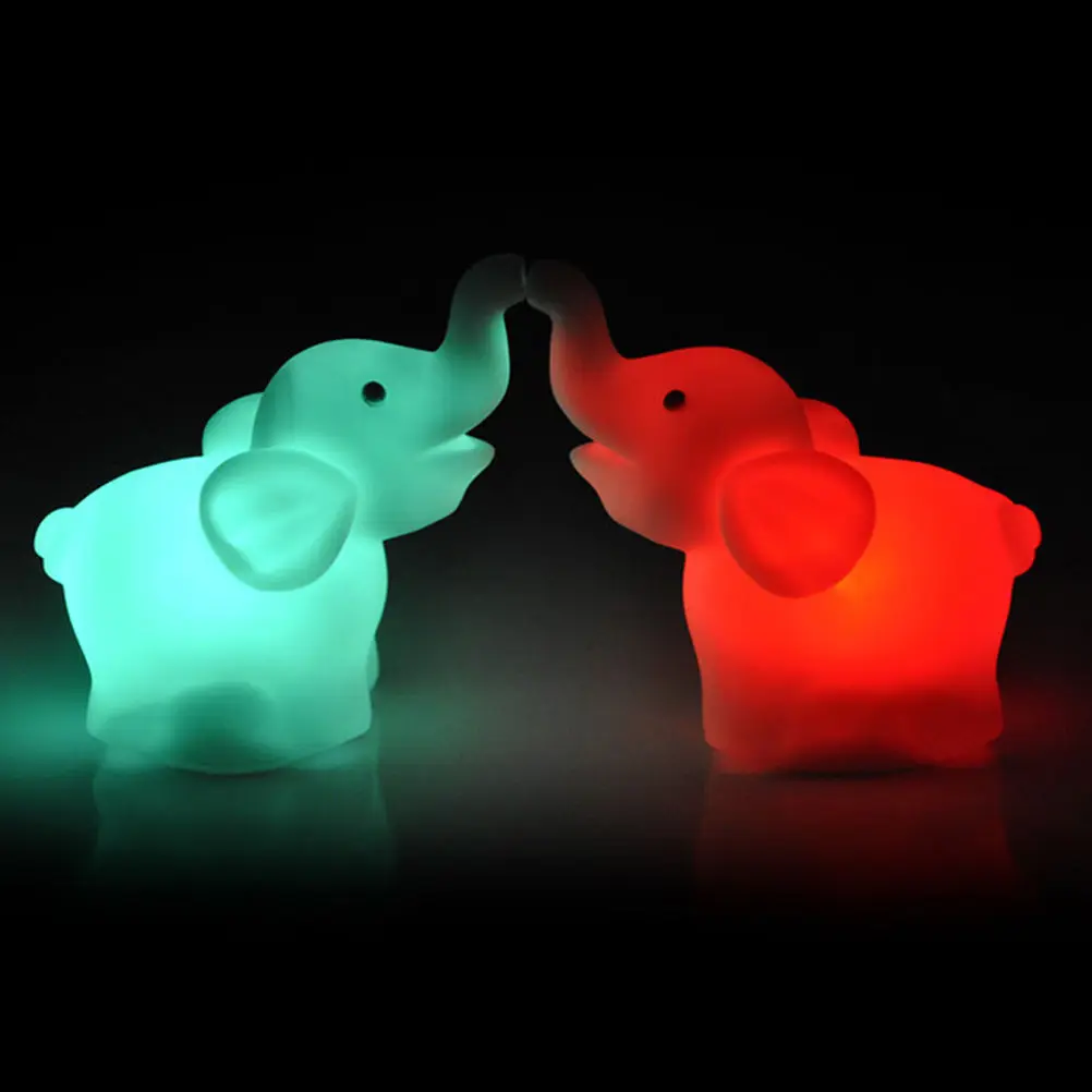 

1 Pc LED Night Light Elephant Shape Color Changing Decoration Lamp Nightlight With Battery Wedding Party Decor