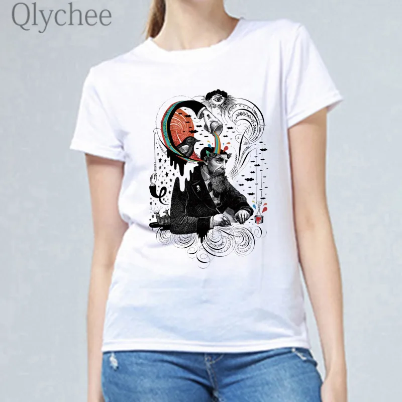 Qlychee Harajuku творческая с принтом женские футболки топы в клетку для девочек