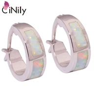 cinily created white fire opal silver plated earrings wholesale retail hot sell fashion for women jewelry earrings 18mm oh2661