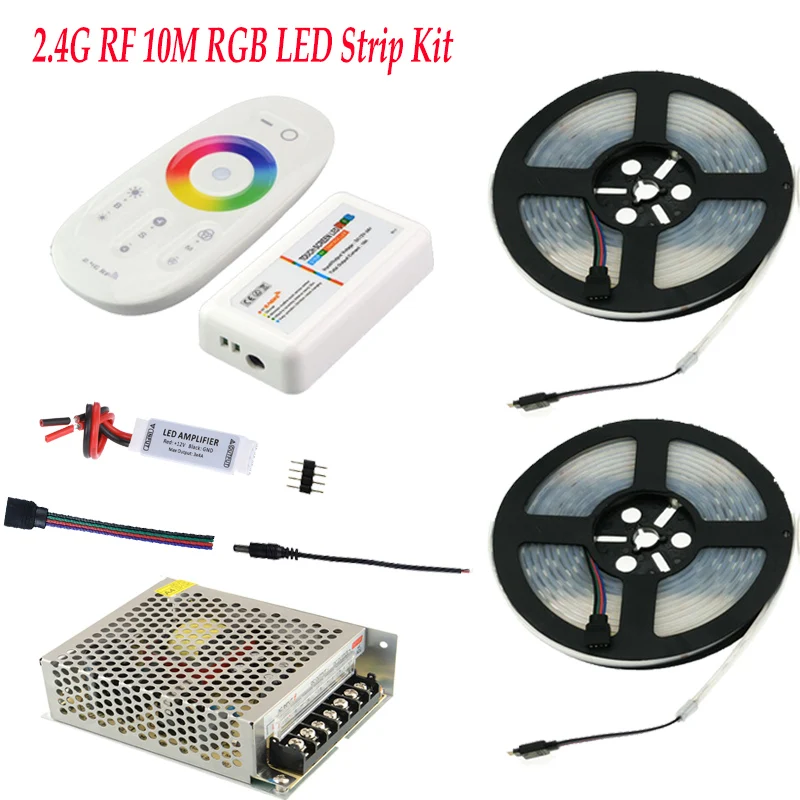 5050 IP67 водонепроницаемая RGB Светодиодная лента 20 м 15 м 10 м полный комплект+ 2,4G RF пульт дистанционного управления беспроводной RGB контроллер+ источник питания AC110V/220 В