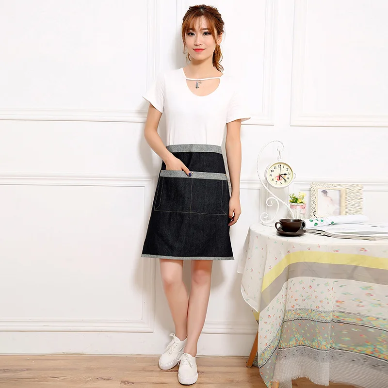 Фартук для приготовления пищи на половину тела джинсовый домашний фартук