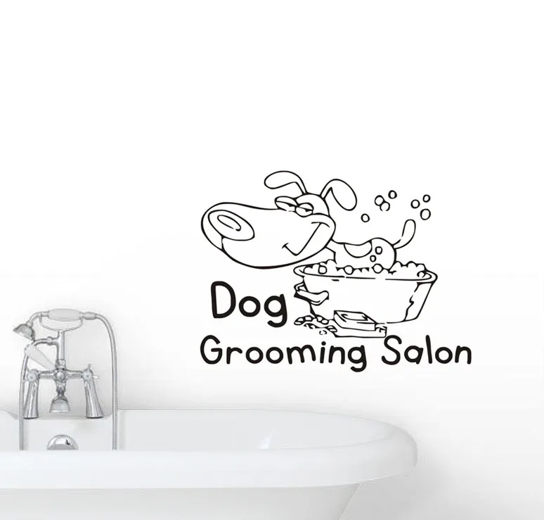 Adesivo de parede креативные настенные наклейки мультяшная собака принять душ Виниловые