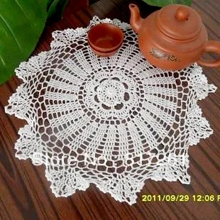 Модный дизайн белая круглая подстилка для чая 36 см ручная работа вязаный крючком
