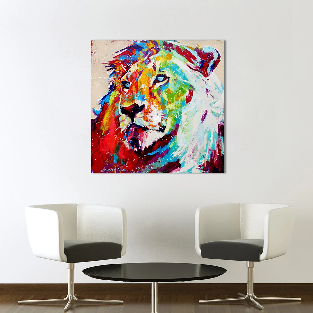 

HDARTISAN Wall Art Picture Animal Painting Canvas Print Big Cat The Lion For Living Room Home Decor No Frame