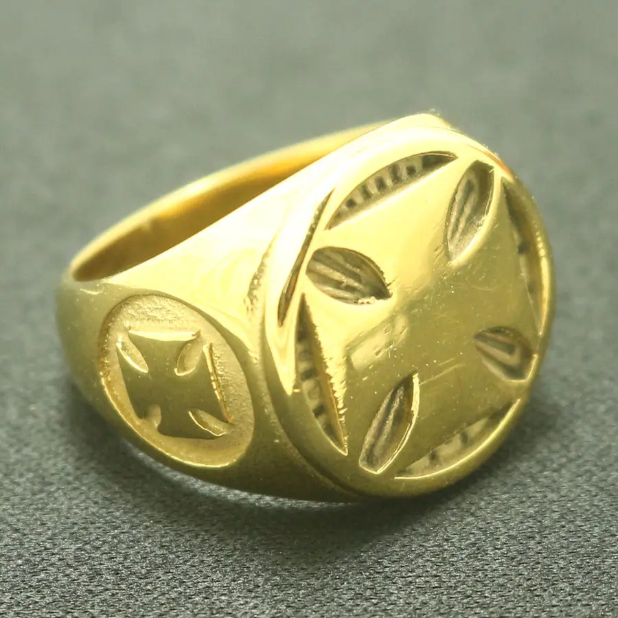 Polished golden 316L из нержавеющей стали крест модернизации прохладное кольцо для группы - Цвет основного камня: Polished golden