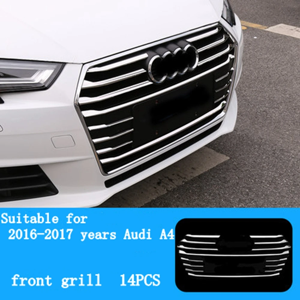 Monfordabs хромированные авто аксессуары Передняя средняя решетка Накладка полосы бампер решетка Наклейка Автомобили для Audi A4 B9