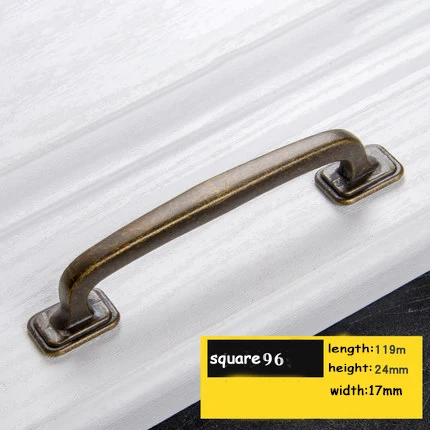 square-96mm Европейские бронзовые ручки для шкафа, фурнитура для домашнего декора, антикварная мебель, ручки для шкафа, ящика, двери шкафа, мульти-тип - Цвет: square-96mm