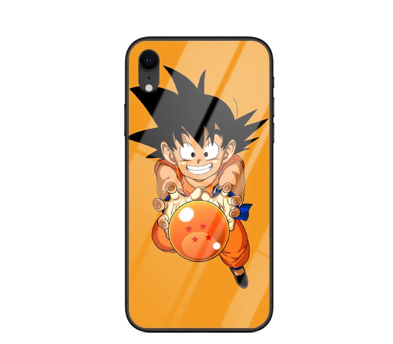 Glass TPU New Saiyan Vegeta Dragon Ball Z Son Goku Case For iPhone XR X XS MAX 7 8 6 6S plus Super Luxury Glass Cover For iPhone 11Pro Max - Color: Glass TPU