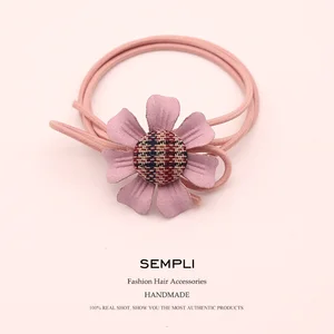 Sempli 2021 новые корейские высококачественные нейлоновые эластичные резинки для волос для женщин и девочек хлопковые пуговицы подсолнухи ручная работа аксессуары для волос