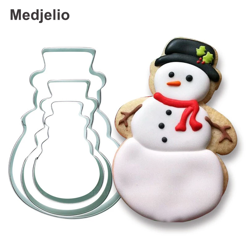 Medjelio 3 шт. разные размеры нержавеющая сталь рождественское печенье Снеговик