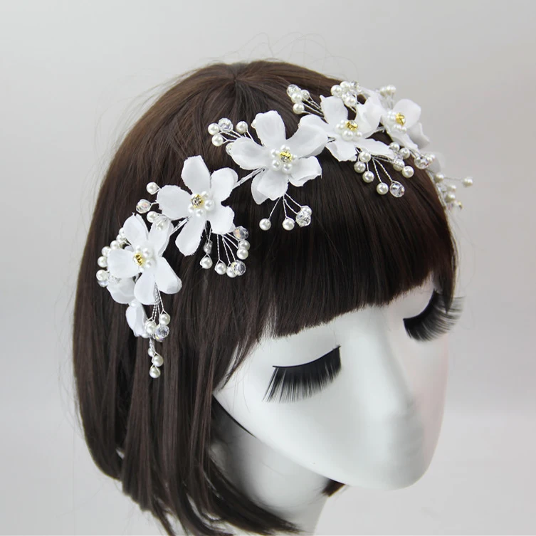 Ручная изготовка жемчужной кристальной цветочной короны для волос на свадьбу и вечеринку. Аксессуары для невесты, вечеринок, выпускного и дамы.