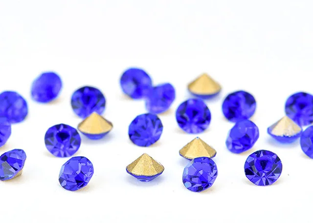 Royalblue цветные круглые кристаллы стеклянные заостренный кончик Стразы россыпью
