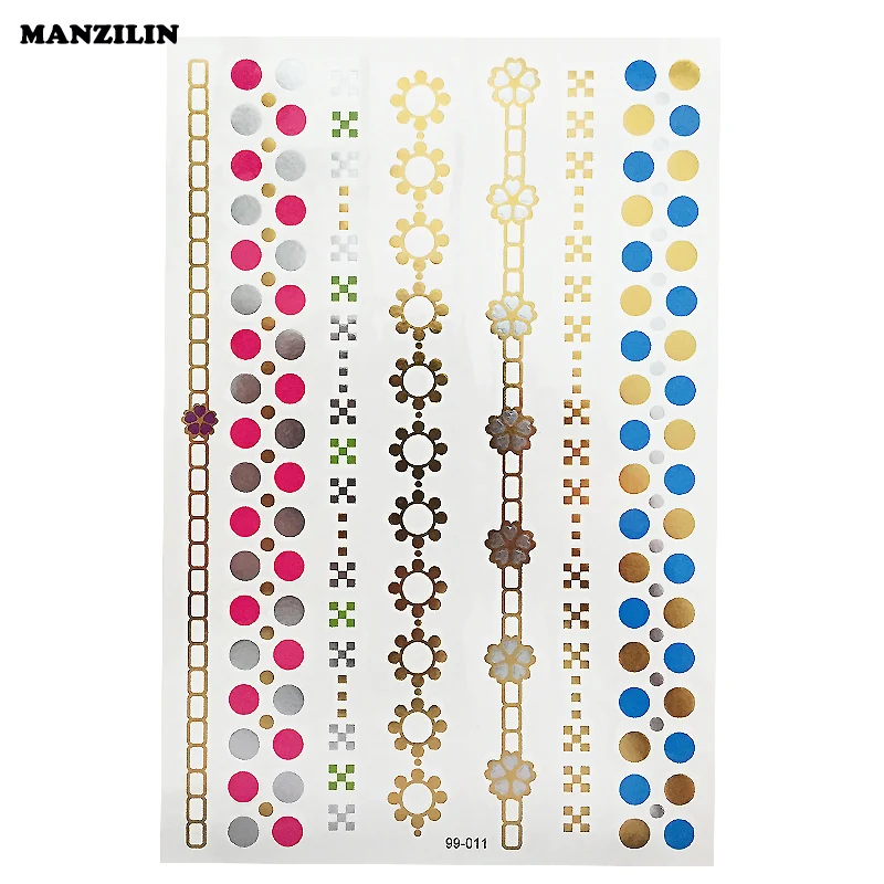 

1pcs Colorful Body Art Painting Tattoo stickers Bracelets Gold temporary tattoo Disposable Indians Flash Tattoos