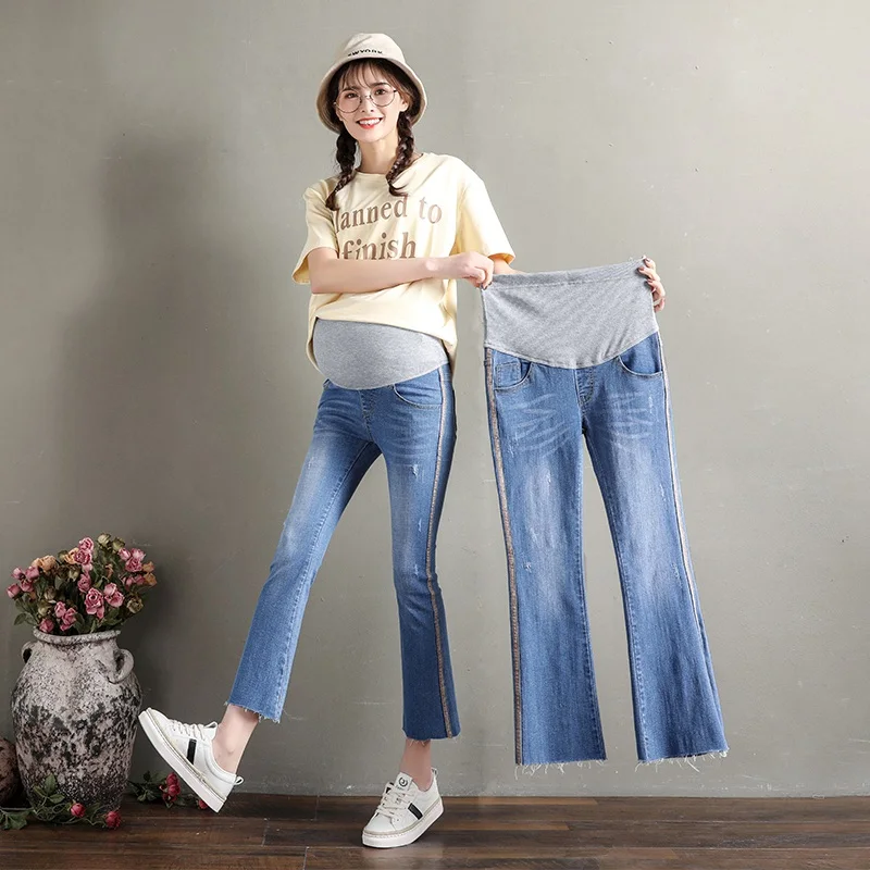 2019 весенне-летние джинсы для беременных женщин девять точек трубы Брюки