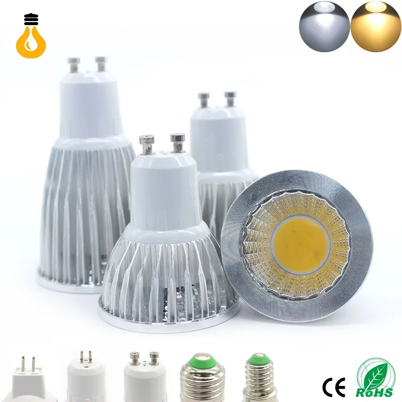 COB Светодиодный прожектор 9 Вт 12 15 светодиодные фонари E27 E14 GU10 GU5.3 220 V MR16 Cob