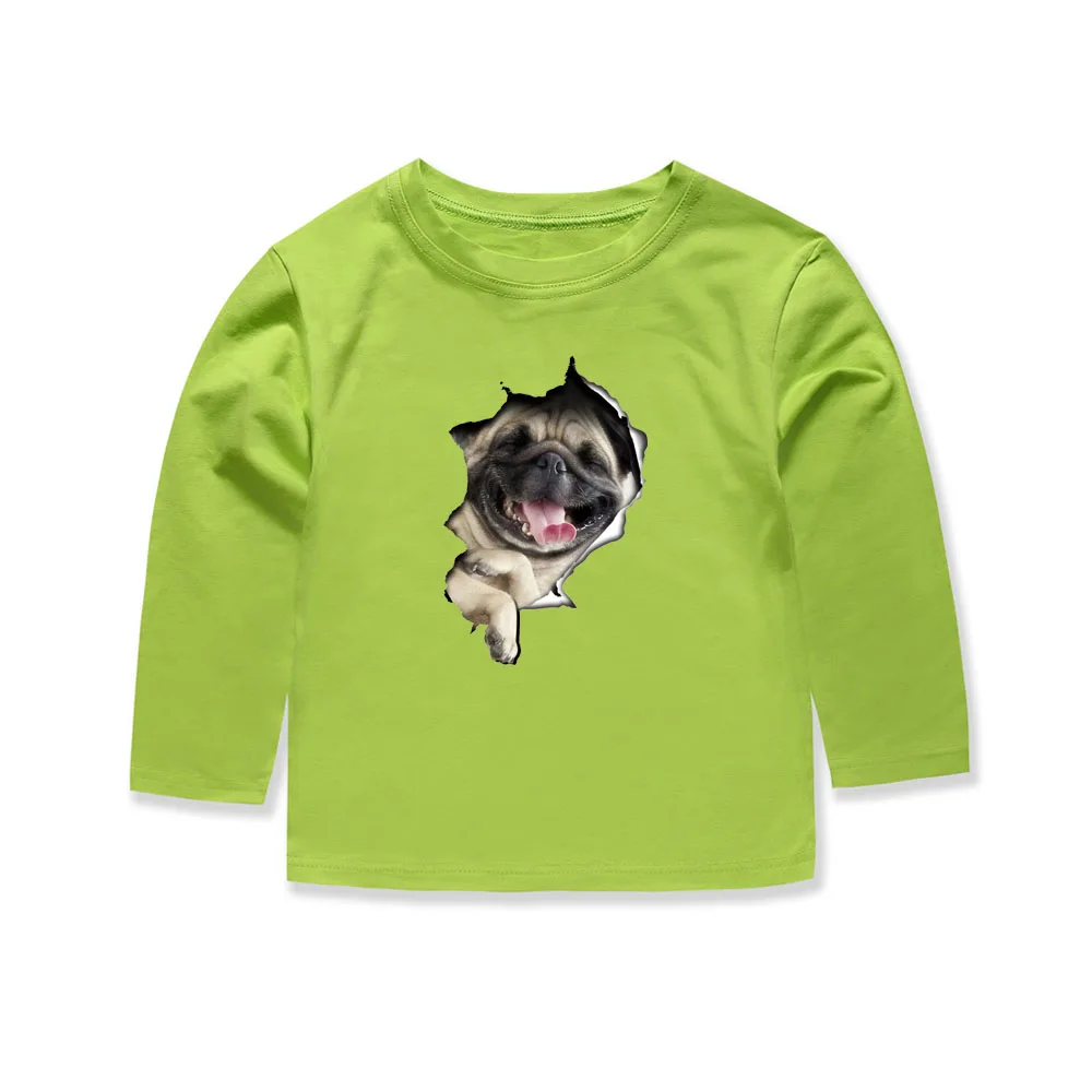 Новые хлопковые футболки с длинными рукавами и принтом собаки для мальчиков