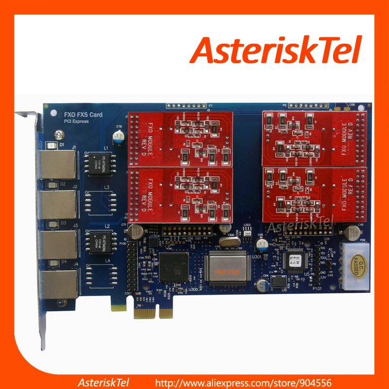 Карта Asterisk с 4 портами FXO карта PCI E Elastix Freepbx digium Express звуковая Asterisk| |