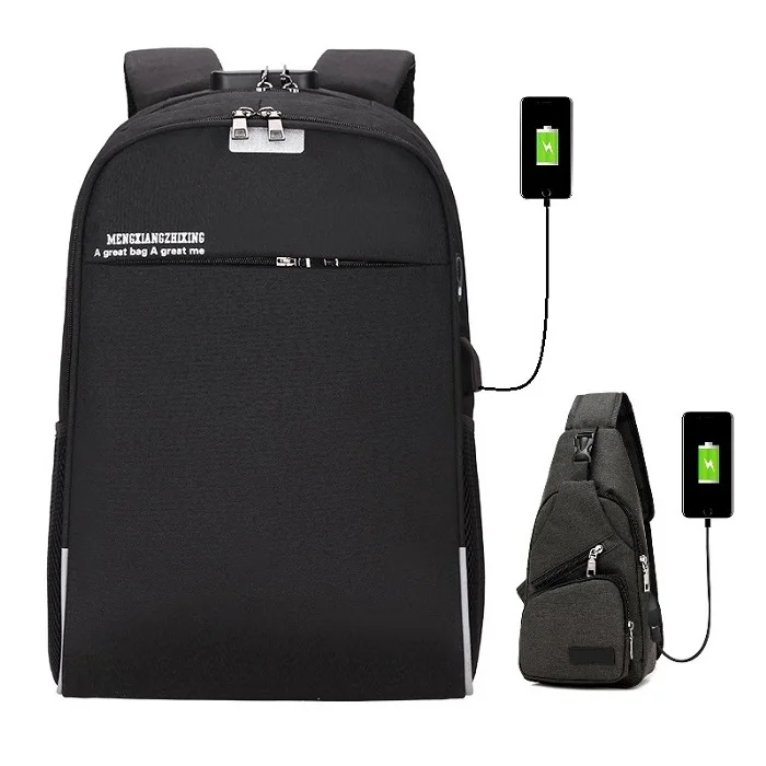Set 6 USB зарядка с блокировкой паролем наушники отверстие рюкзак студентов колледжа бизнес сумка для компьютера Водонепроницаемый Путешествия Рюкзаки - Цвет: Set 6