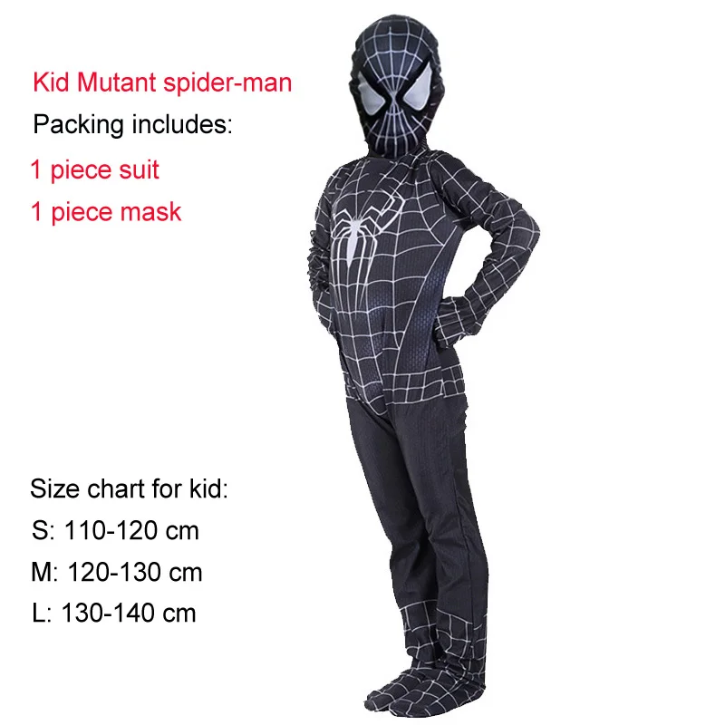 Kid mutant spiderman Костюм Пурим на Хэллоуин, костюм Человека-паука, Бэтмена, СУПЕРМЕНА для мальчиков, Детский карнавальный костюм супергероя, Мстители, одежда для костюмированной вечеринки - Цвет: Kid mutant spiderman
