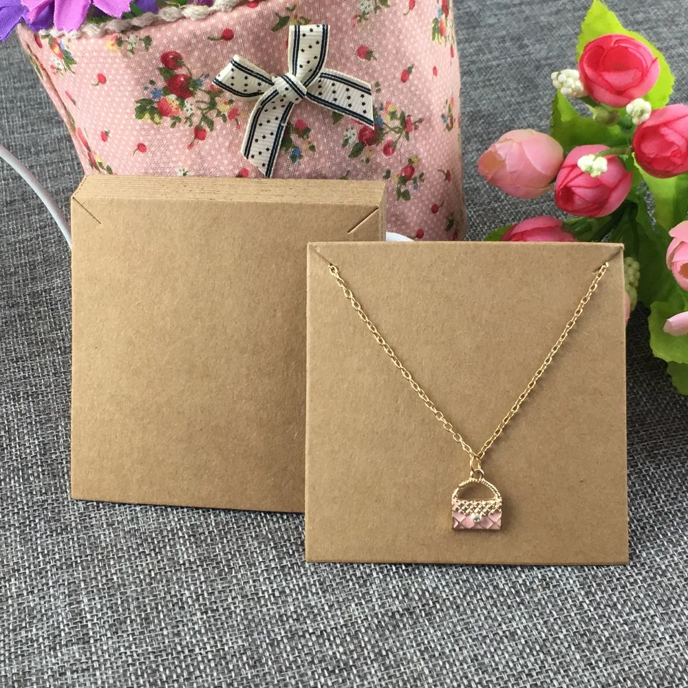200 шт./лот 8*8 см Крафт ювелирное ожерелье с картой крафт-картона по