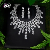 be 8 high quality big water drop design women bridal jewelry set white rhinestone necklace set for female gifts s085