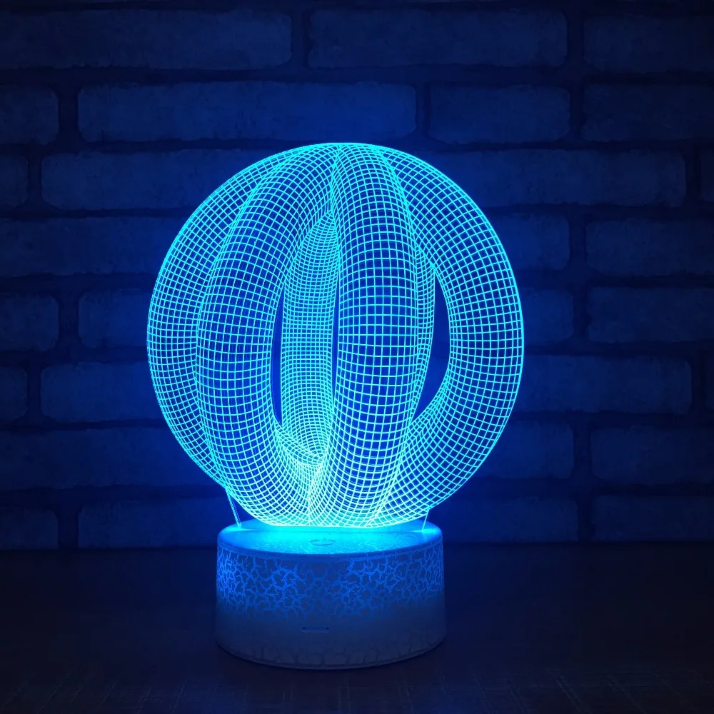 Круглая абстрактная Модель 3D Led ночник Usb Сенсорный переключатель 3d деревянная
