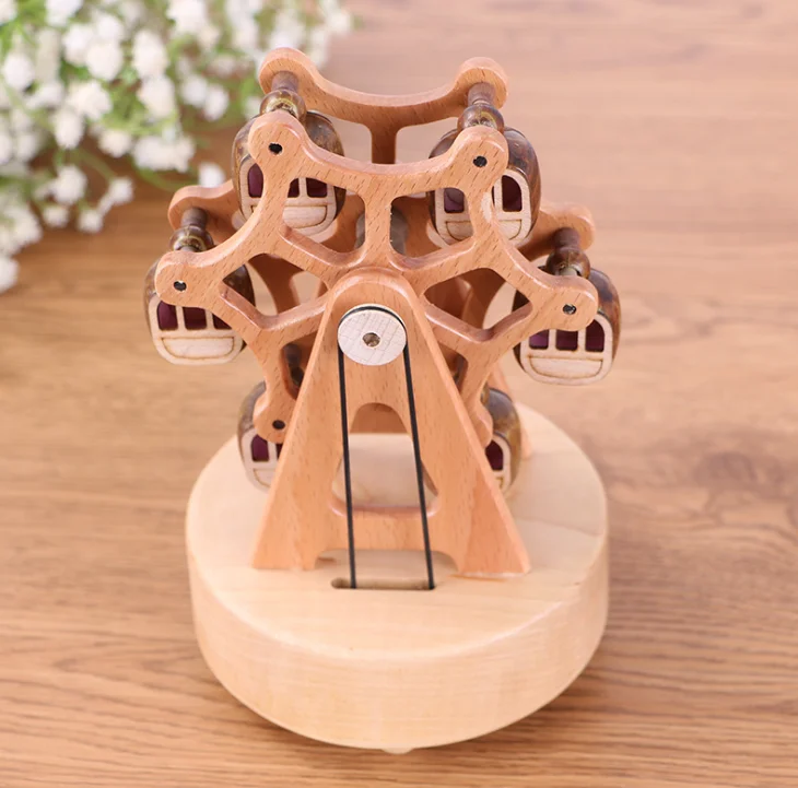 

Creative Wooden Ferris Wheel Music Box arousel crafts Valentine's Day gift ornament box wood carousel Home Decoration LFB450