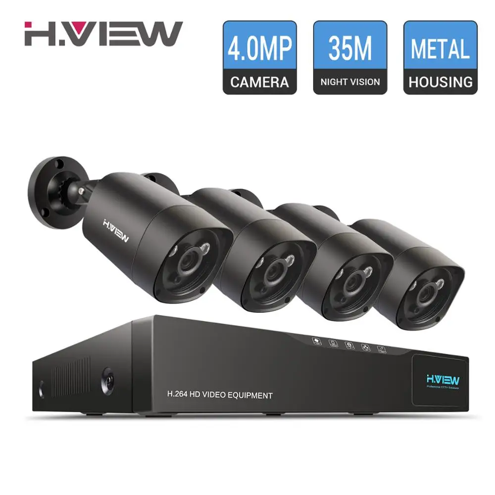 H. VIEW всепогодный 4CH DVR Набор камеры видеонаблюдения 4.0MP CCTV безопасности комплекты