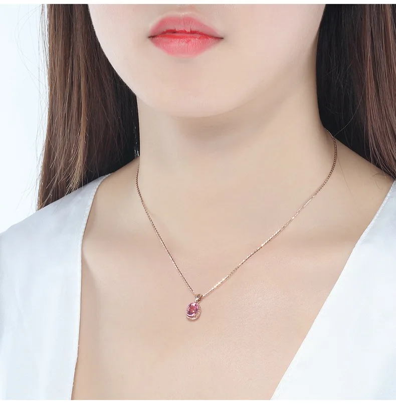 14k розовое золото розовый кварц Подвеска для женщин Colgante Plata De Ley 925 Mujer Bizuteria 14k золото и бриллиант свадебное ожерелье