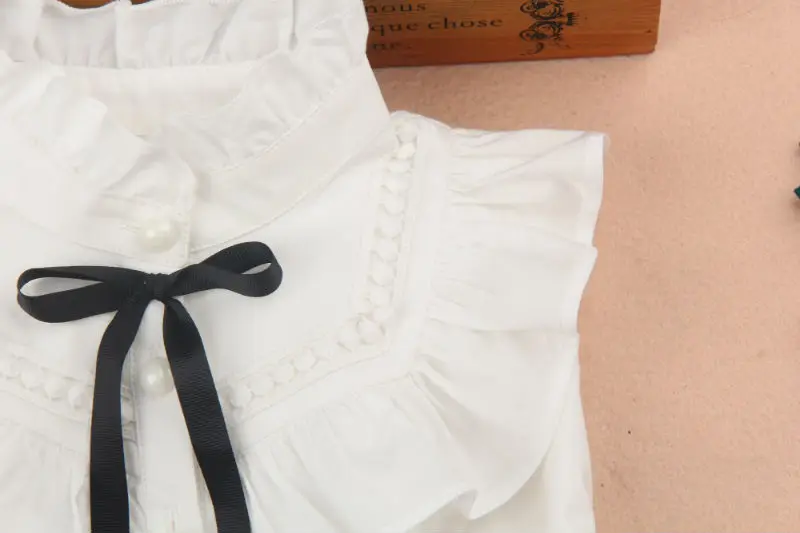 Блузка для девочек осень 2019 детская одежда белая блузка с оборками школьниц