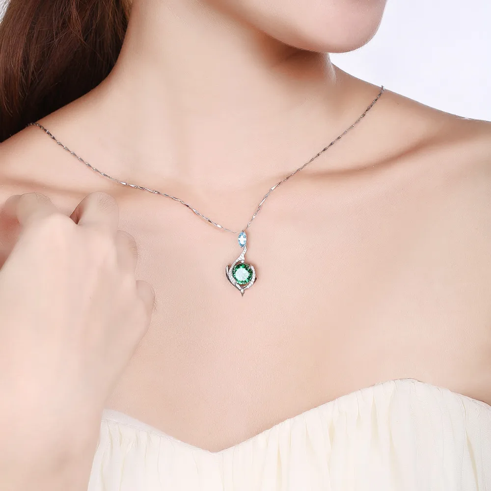 Jrose Роскошный зеленый нано русский женский кулон из твердого стерлингового