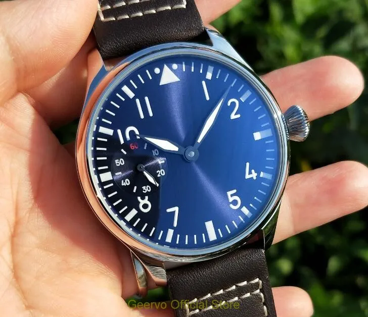 44 мм GEERVO светло голубой циферблат Азиатский 6497 17 драгоценностей механический