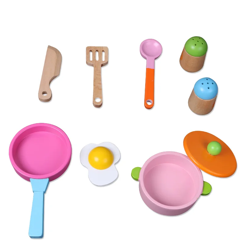Candywood, новинка, 8 шт., детские деревянные кухонные игрушки, ролевые игры, игрушки для приготовления пищи, омлет, Детские обучающие игрушки, игрушки для девочек, подарки