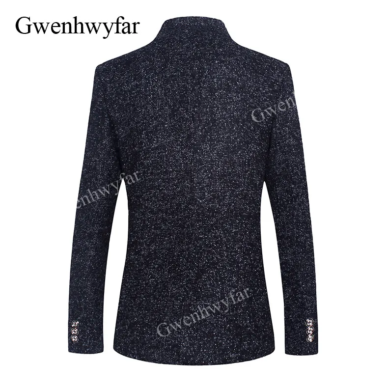 Новинка Зима 2018 мужской однобортный Блейзер Gwenhwyfar темно-синие Костюмные куртки