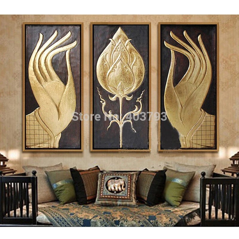 

MODERN ABSTRACT HUGE LARGE CANVAS ART OIL PAINTING southeast Asian style buddha hand paintings no framed