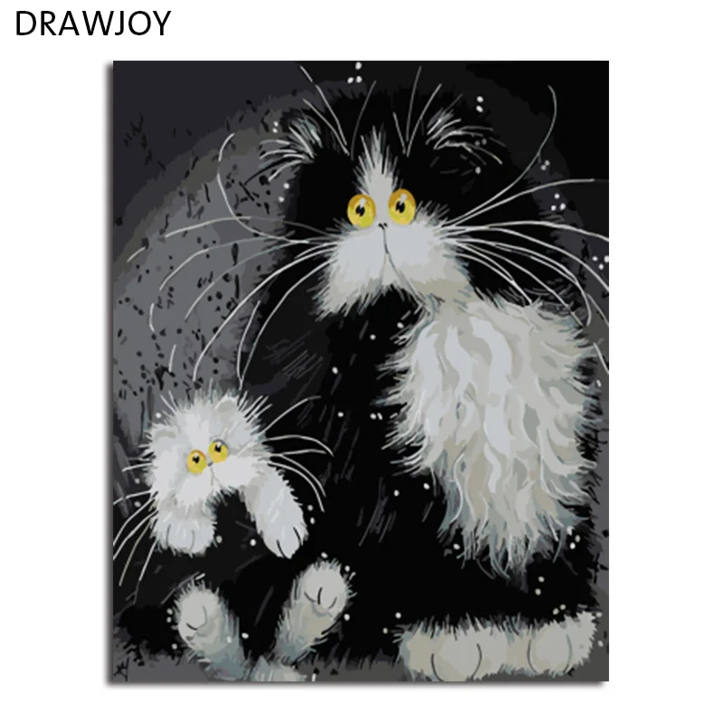 DRAWJOY обрамленная картина живопись и каллиграфия милых животных DIY живопись по номерам Раскраска по номерам