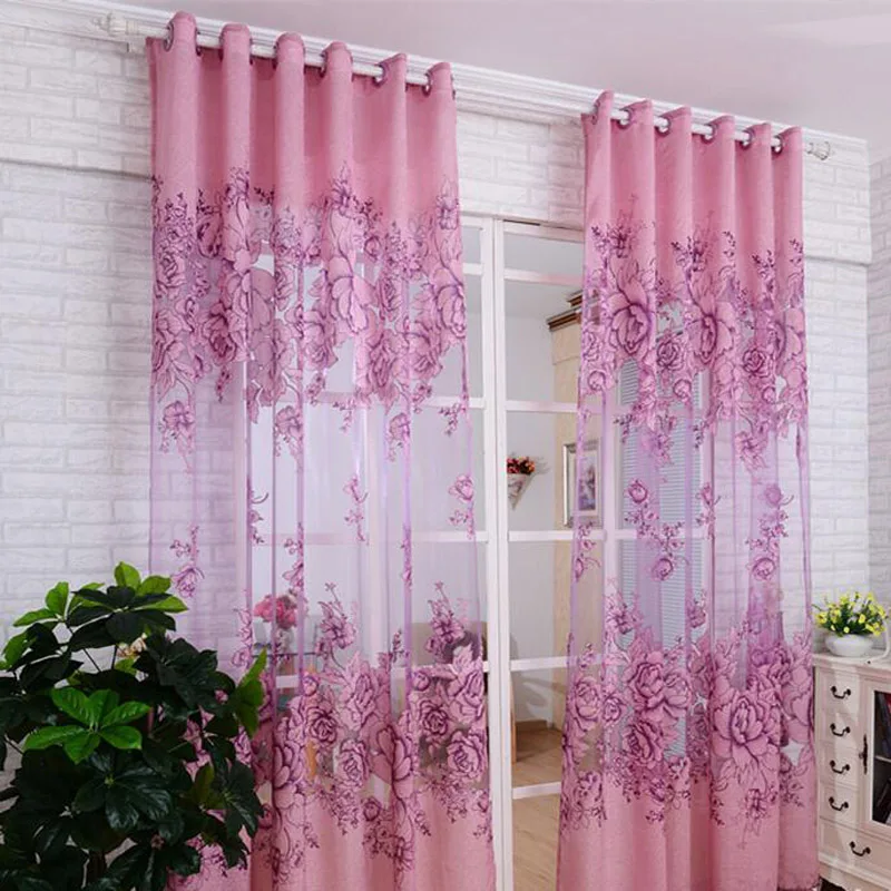 Шторы Европейский цветочный выгорание Cortinas фиолетовый Вуаль Окно гостиная шторы из тюля для спальни кофе отвесные ткани T& 381#20