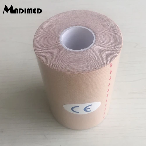 MADIMED Muscl1Rolls/лот 10 см х 5 м хлопок кинезиологическая лента эластичная клейкая мышечная терапевтическая лента Спортивная бандажная кюретка евро чашка - Цвет: skin